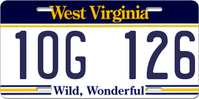 WV license plate 1OG126