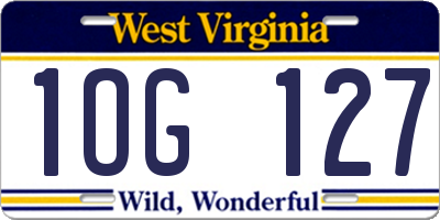 WV license plate 1OG127