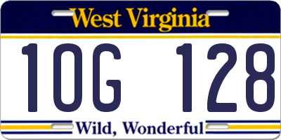 WV license plate 1OG128