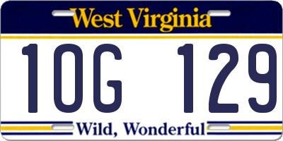 WV license plate 1OG129