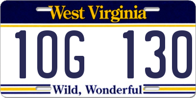 WV license plate 1OG130