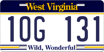 WV license plate 1OG131