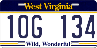 WV license plate 1OG134