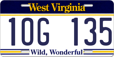 WV license plate 1OG135