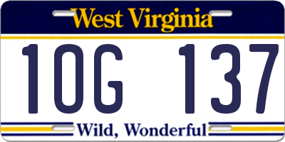 WV license plate 1OG137