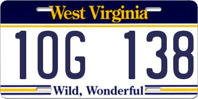 WV license plate 1OG138