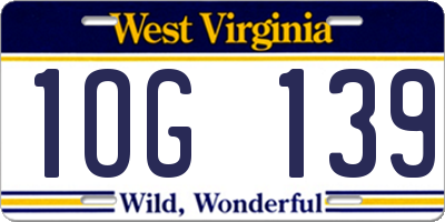 WV license plate 1OG139
