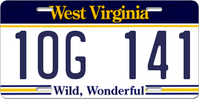 WV license plate 1OG141