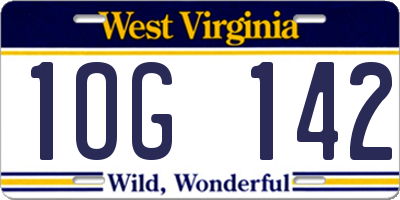 WV license plate 1OG142