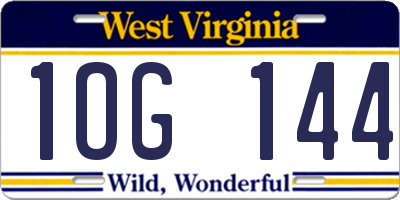 WV license plate 1OG144