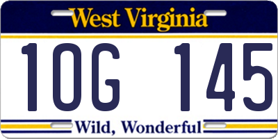 WV license plate 1OG145