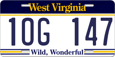 WV license plate 1OG147