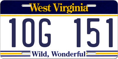 WV license plate 1OG151