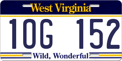 WV license plate 1OG152