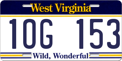 WV license plate 1OG153