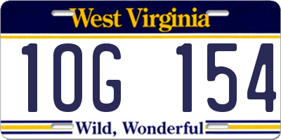 WV license plate 1OG154