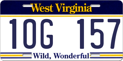WV license plate 1OG157