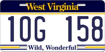 WV license plate 1OG158