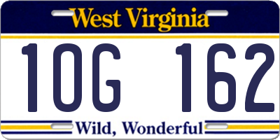 WV license plate 1OG162