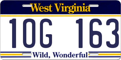 WV license plate 1OG163