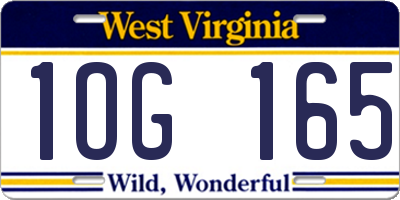 WV license plate 1OG165