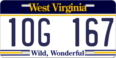WV license plate 1OG167