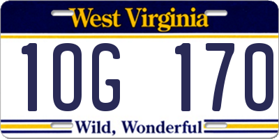 WV license plate 1OG170