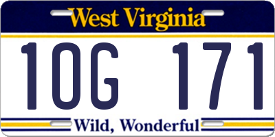 WV license plate 1OG171