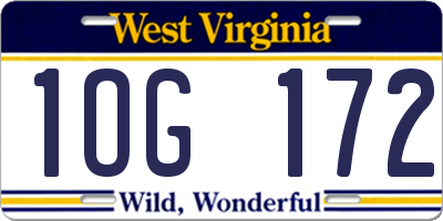 WV license plate 1OG172