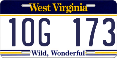 WV license plate 1OG173