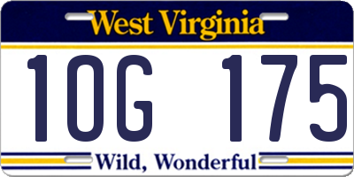 WV license plate 1OG175