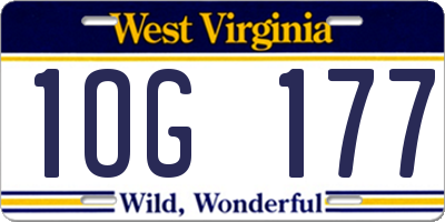 WV license plate 1OG177