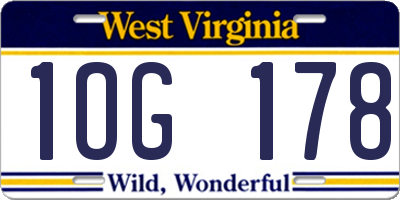 WV license plate 1OG178