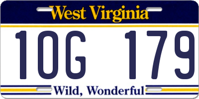 WV license plate 1OG179