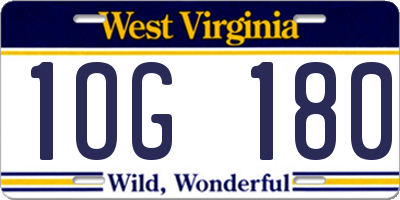 WV license plate 1OG180
