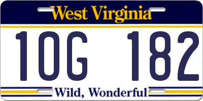 WV license plate 1OG182