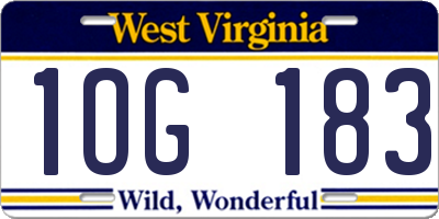WV license plate 1OG183