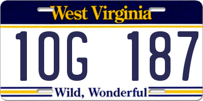 WV license plate 1OG187