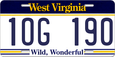 WV license plate 1OG190