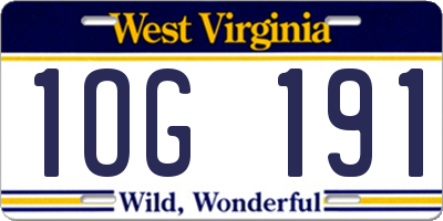 WV license plate 1OG191