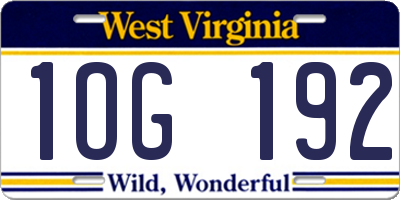 WV license plate 1OG192