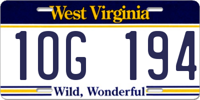 WV license plate 1OG194
