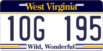 WV license plate 1OG195