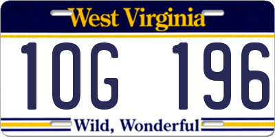 WV license plate 1OG196
