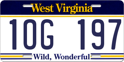 WV license plate 1OG197