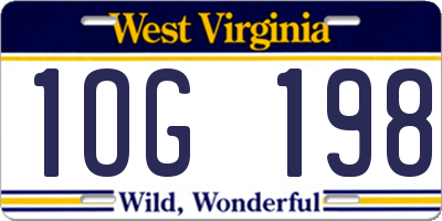 WV license plate 1OG198