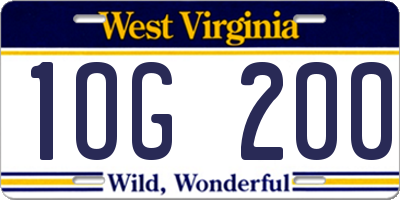 WV license plate 1OG200