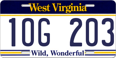 WV license plate 1OG203