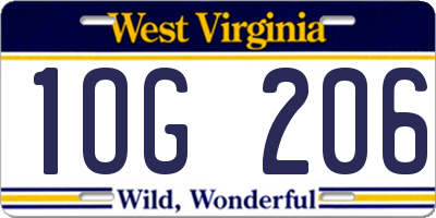 WV license plate 1OG206