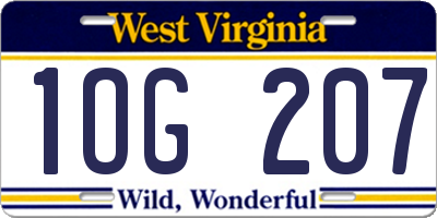 WV license plate 1OG207